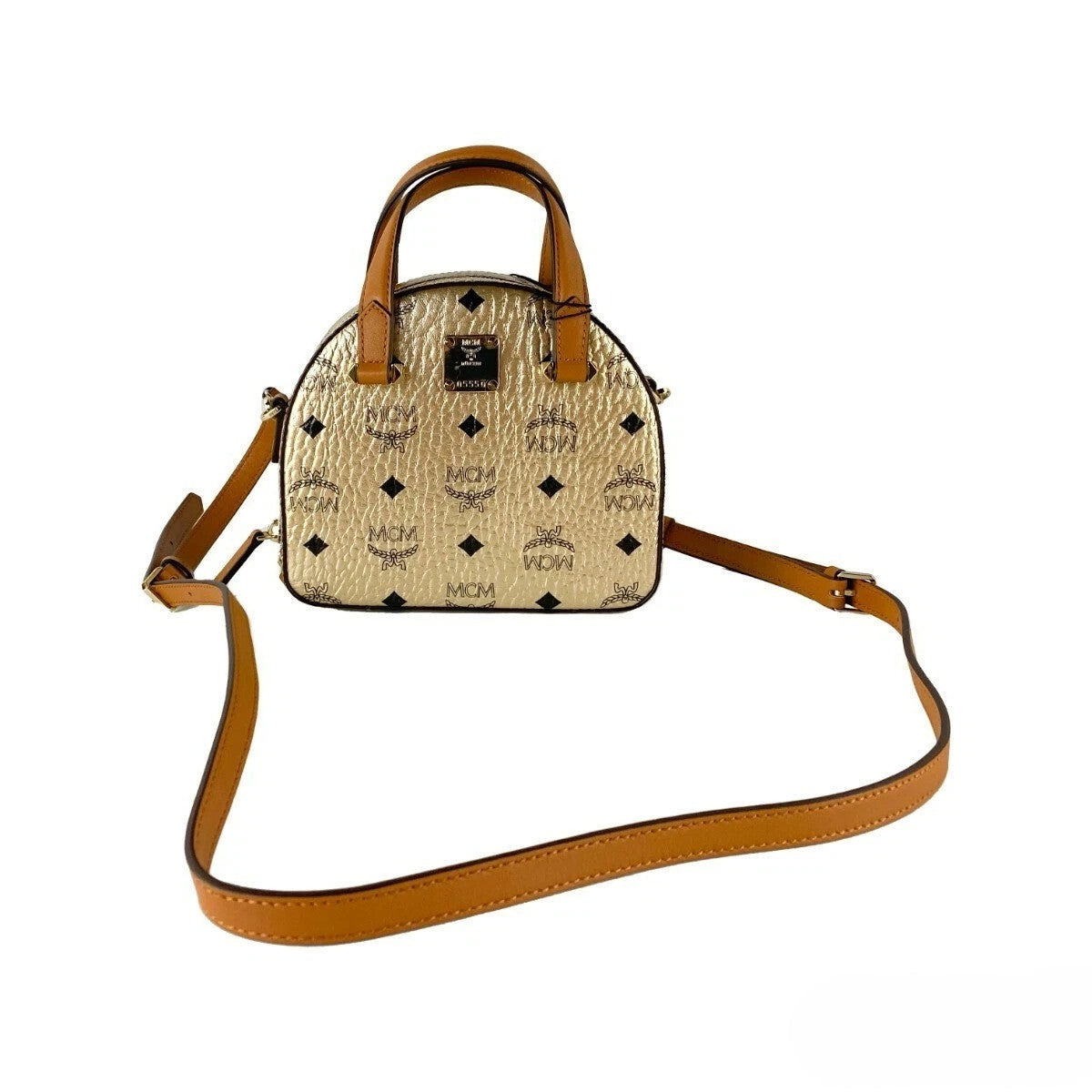 MCM Half Moon Mini Round Top Tote Crossbody Bag