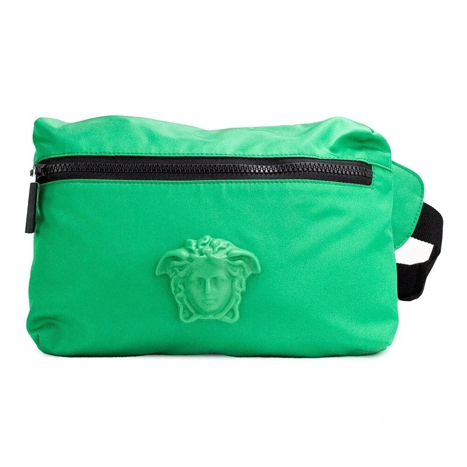 Versace Small Bright Green Nylon Matte Medusa Belt Bag Waist Fanny Pack Purse