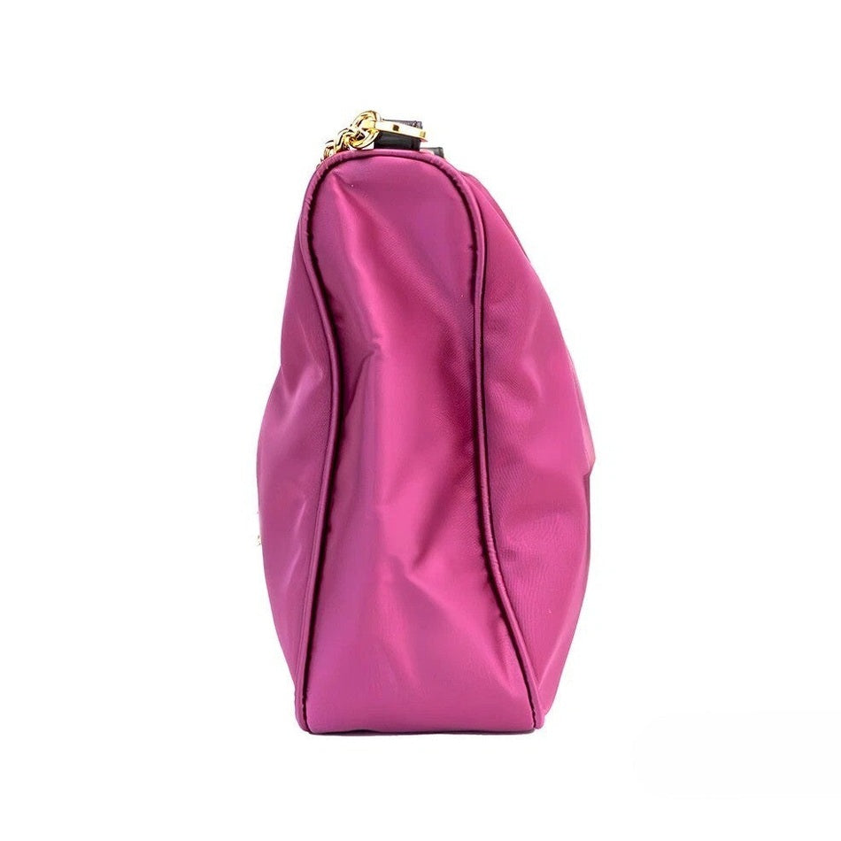 Versace Small Dahlia Nylon Fabric Medusa Pendant Crossbody Shoulder Purse Bag