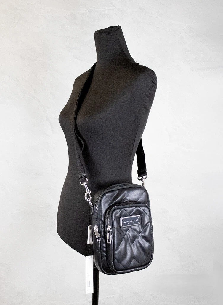 Marc Jacobs Pillow Small Black Quilted Smooth Leather Crossbody Handbag Purse - Eljoys Fashion 