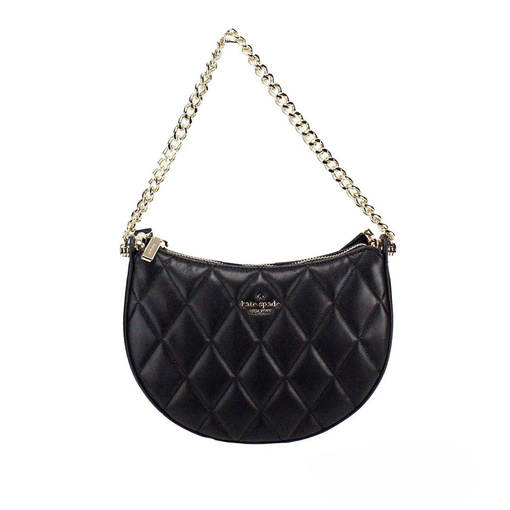 Kate Spade Carey Small Black Quilted Leather Zip Top Crossbody Bag - Eljoys Fashion 