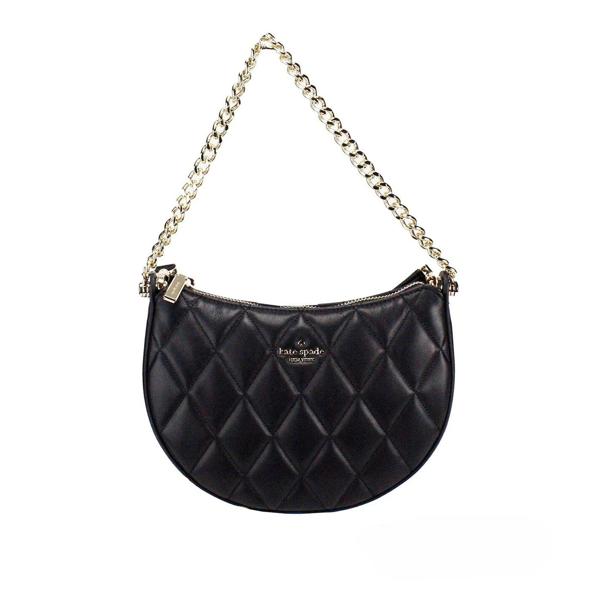 Kate Spade Carey Small Black Quilted Leather Zip Top Crossbody Bag - Eljoys Fashion 