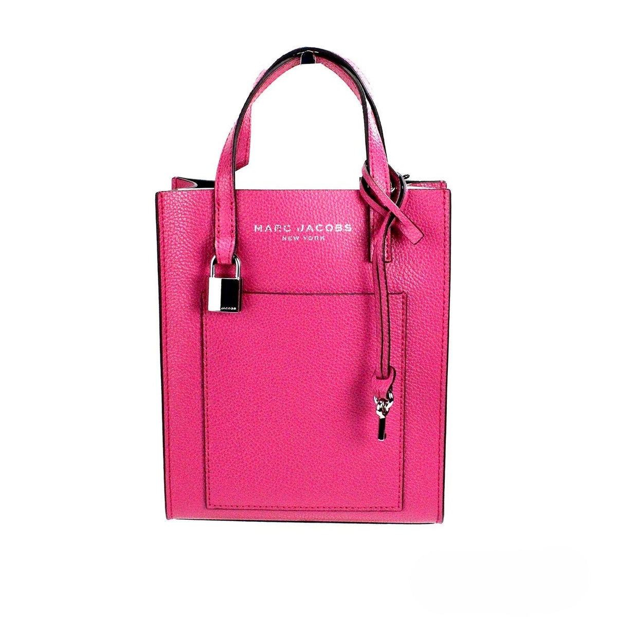 Marc Jacobs Mini Grind Cactus Flower pebbled leather crossbody tote bag with adjustable strap and cactus flower design.