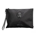 Versace Large Black Nylon Fabric Medusa Convertible Pouch Clutch Wristlet Bag