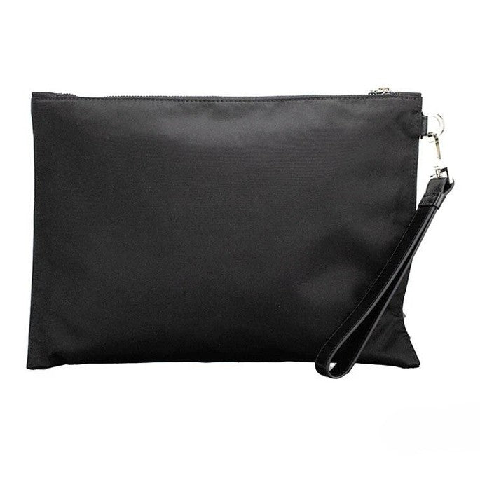 Versace Large Black Nylon Fabric Medusa Convertible Pouch Clutch Wristlet Bag