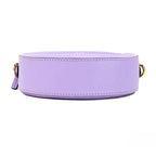 Versace Round Disco Lilac Pebbled Leather Camera Case Crossbody Bag Purse