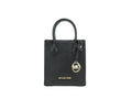 Black Michael Kors women's leather XS Mercer crossbody bag with a sleek, compact design and gold-tone hardware.