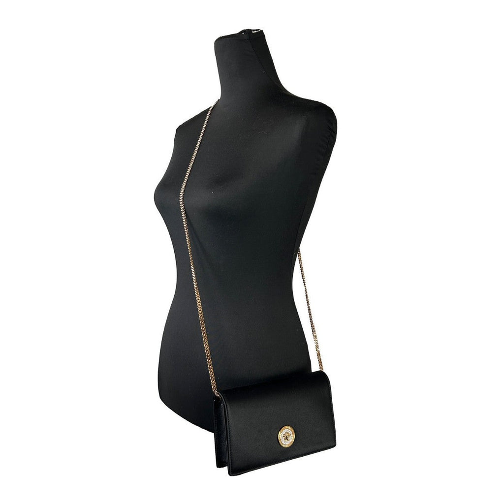 Versace Mini Chain Black Crossbody Wallet Bag Versace