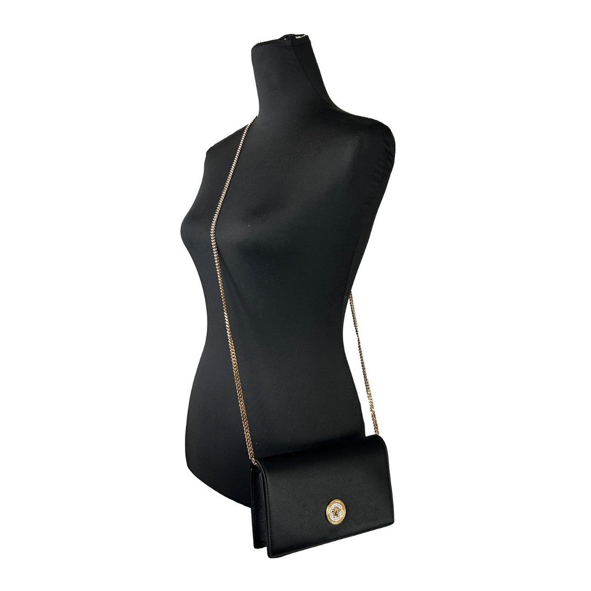 Versace Mini Chain Black Crossbody Wallet Bag Versace
