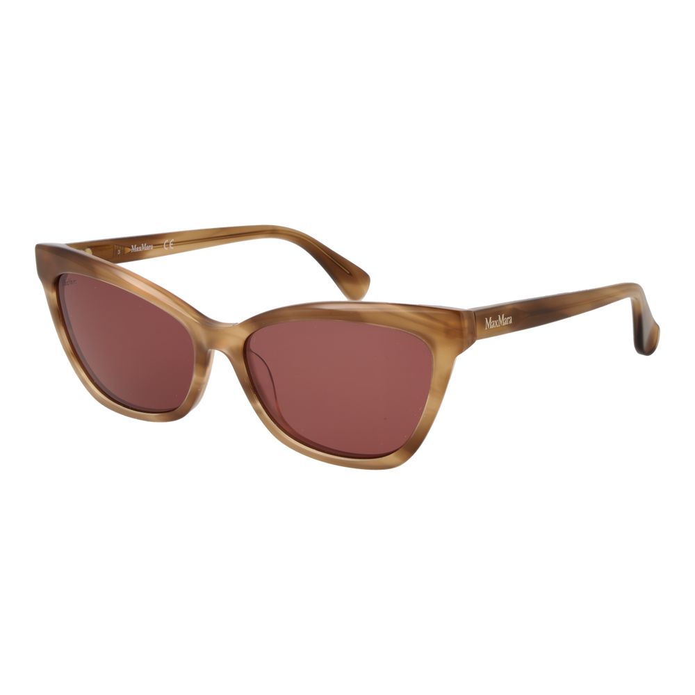 Max Mara brown acetate sunglasses with rounded frames and dark tinted lenses, stylish eyewear for a sophisticated look.