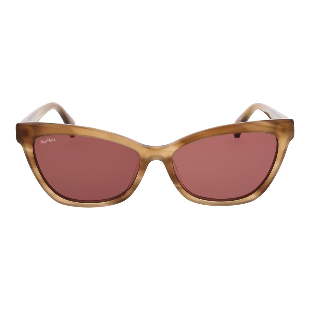 Max Mara brown acetate sunglasses with rounded frames and stylish design for a sophisticated look.