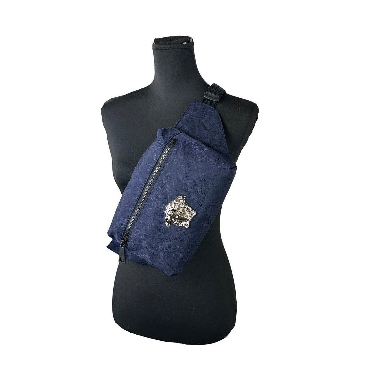 Versace Medusa Navy Nylon Belt Bag Waist Fanny Pack Purse