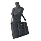 Versace Black Nylon Fabric La Medusa Shoulder Tote Bag