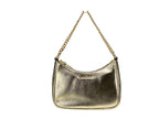 Michael Kors small pouchette crossbody bag with adjustable strap and gold-tone hardware, featuring a sleek design and compact size