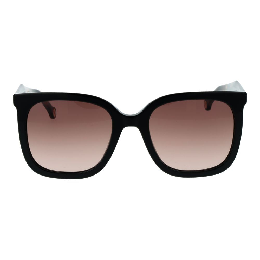 Carolina Herrera black acetate sunglasses with rounded frames and dark lenses, stylish eyewear for a sophisticated look.