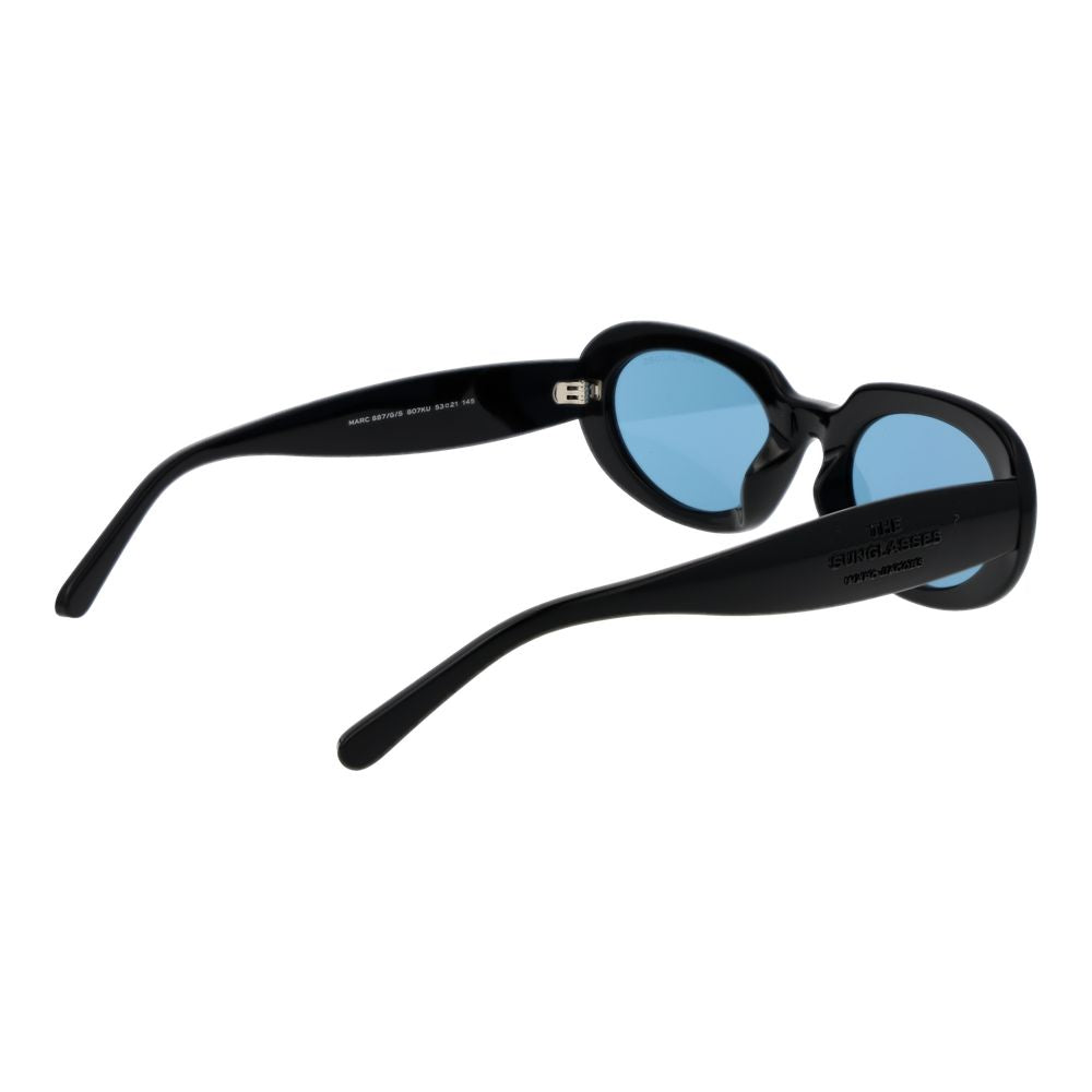 Marc Jacobs black plastic sunglasses with sleek frame and tinted lenses, stylish eyewear for sun protection and fashion.