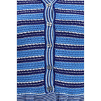 Ganni blue cotton cardigan with button front and ribbed cuffs, casual and stylish for everyday wear.