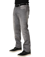 GF Ferre Gray Washed Mid Waist Straight Men Denim Trouser Jeans