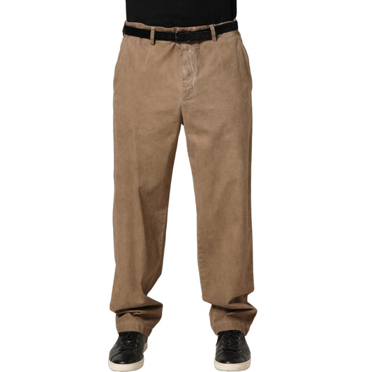 Domenico Tagliente Beige Cotton Straight Leg Men Trouser Pants