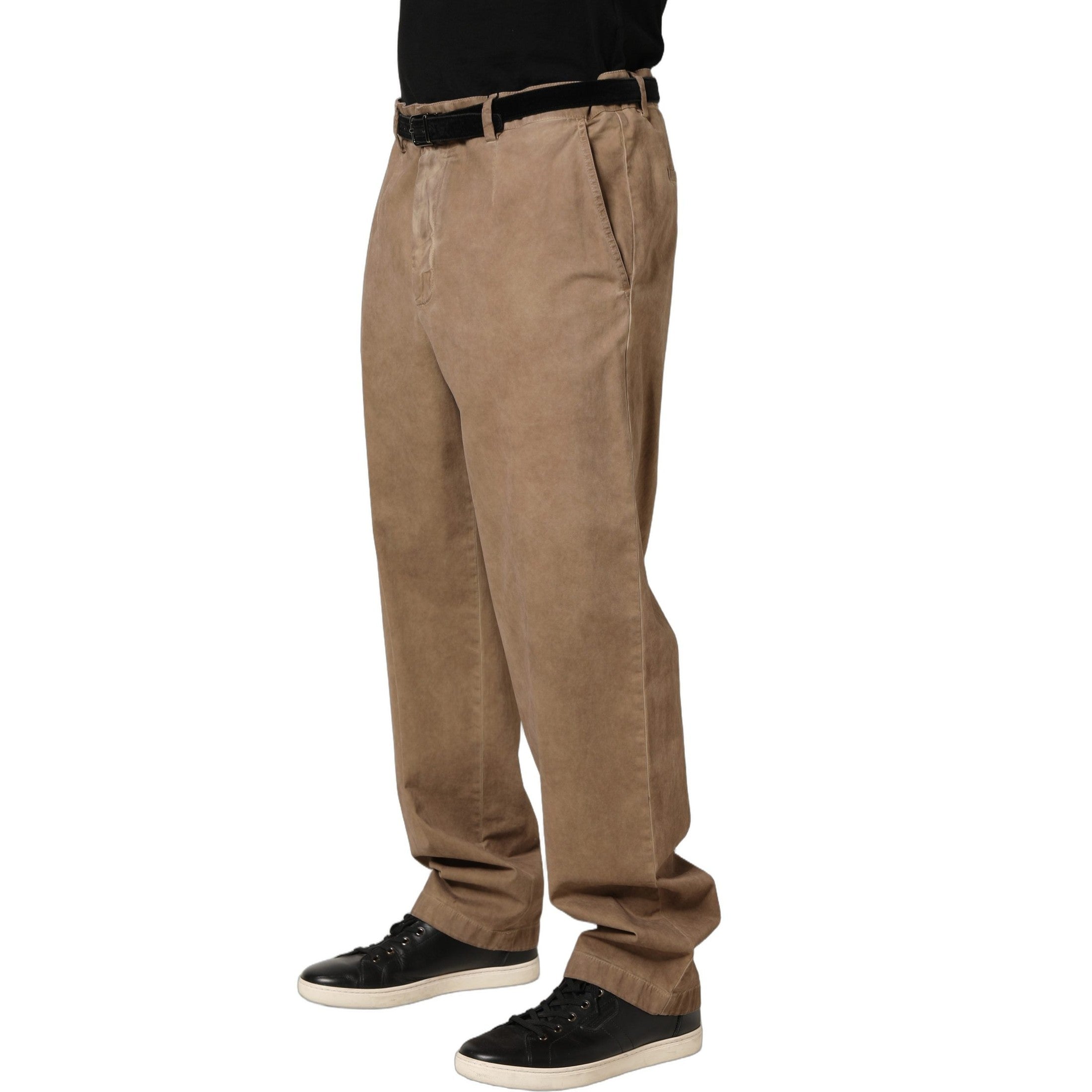 Domenico Tagliente Beige Cotton Straight Leg Men Trouser Pants