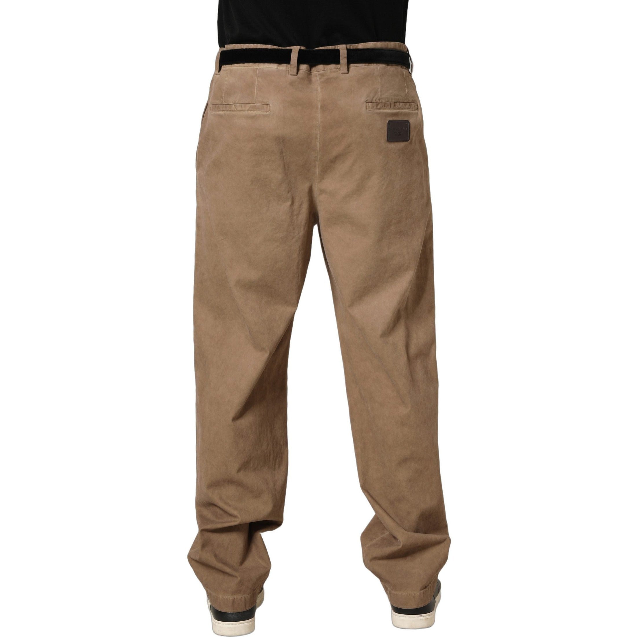 Domenico Tagliente Beige Cotton Straight Leg Men Trouser Pants