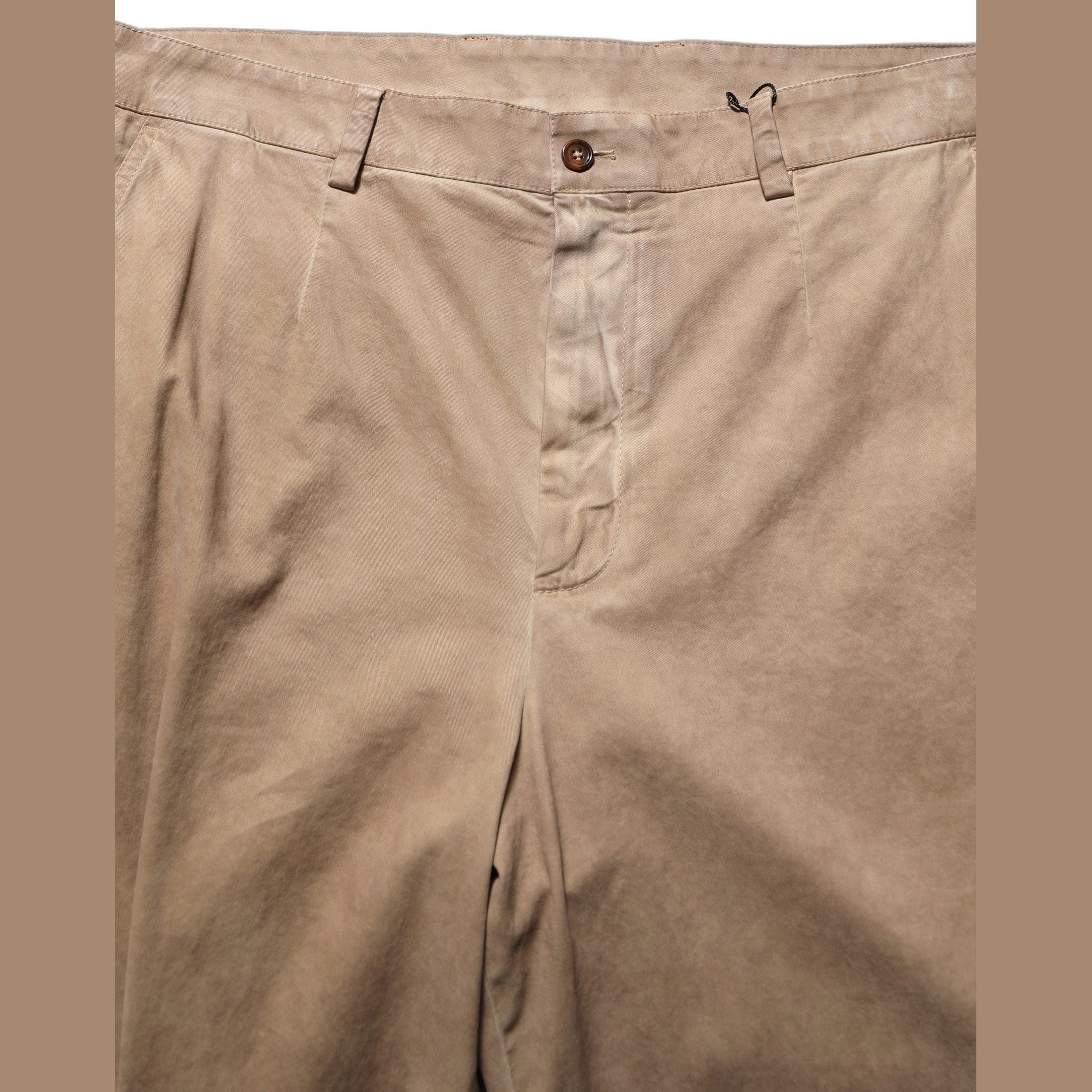 Domenico Tagliente Beige Cotton Straight Leg Men Trouser Pants