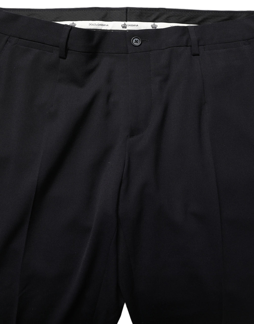 Dolce & Gabbana Black Wool Tapered Leg Dress Trouser Pants