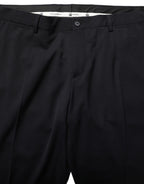 Dolce & Gabbana Black Wool Tapered Leg Dress Trouser Pants