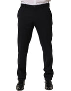 Dolce & Gabbana Black Wool Tapered Leg Dress Trouser Pants