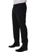Dolce & Gabbana Black Wool Tapered Leg Dress Trouser Pants