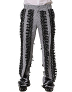 Dolce & Gabbana BlackGray Pinstripe Embellished Trouser Pants