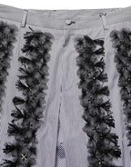 Dolce & Gabbana BlackGray Pinstripe Embellished Trouser Pants