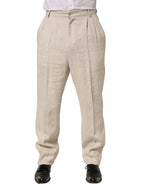 Dolce & Gabbana Beige Linen Tapered Men Dress Trouser Pants