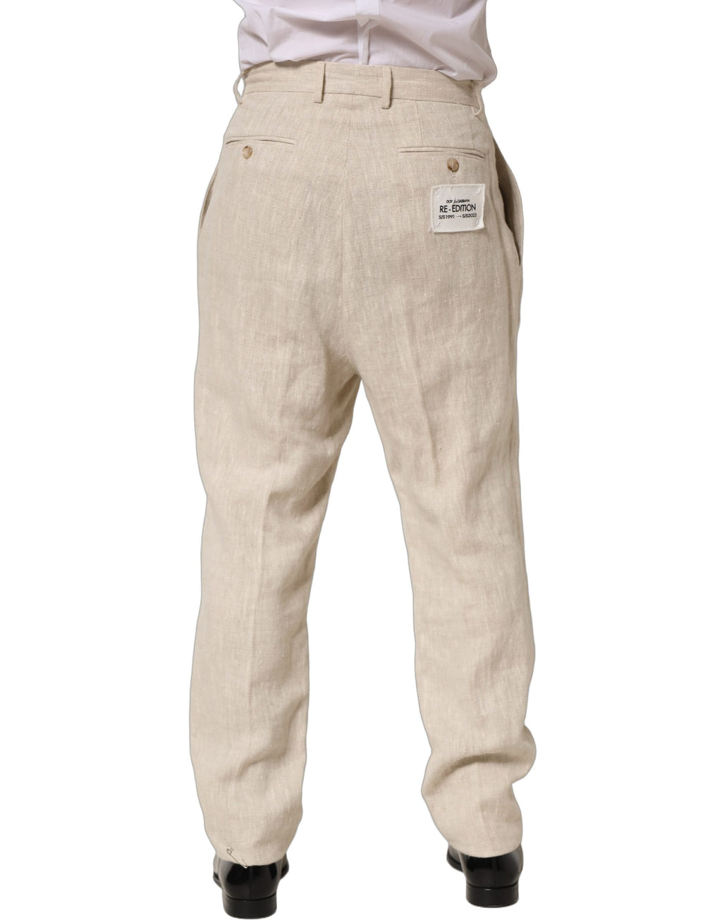 Dolce & Gabbana Beige Linen Tapered Men Dress Trouser Pants