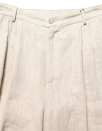 Dolce & Gabbana Beige Linen Tapered Men Dress Trouser Pants