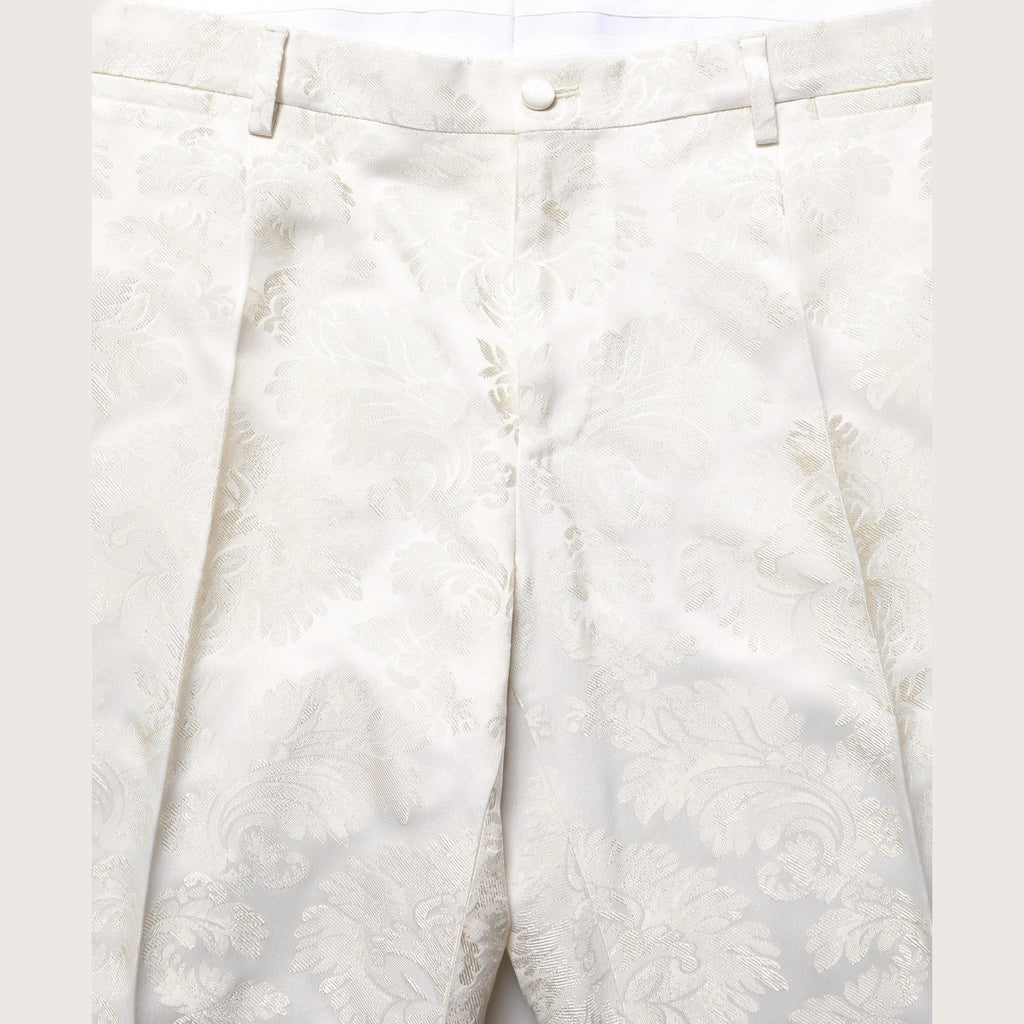 Dolce & Gabbana White Floral Men Dress Formal Trouser Pants