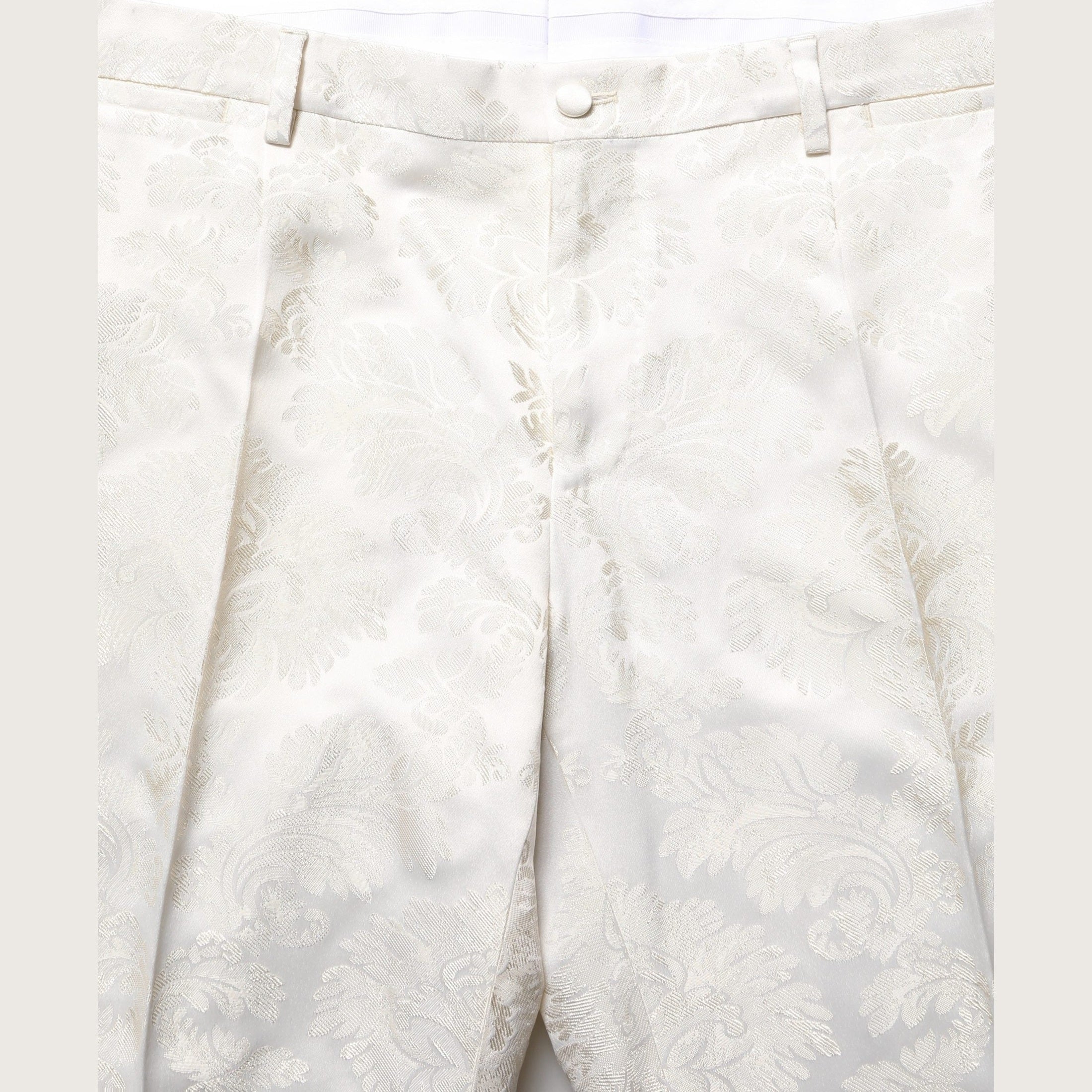 Dolce & Gabbana White Floral Men Dress Formal Trouser Pants