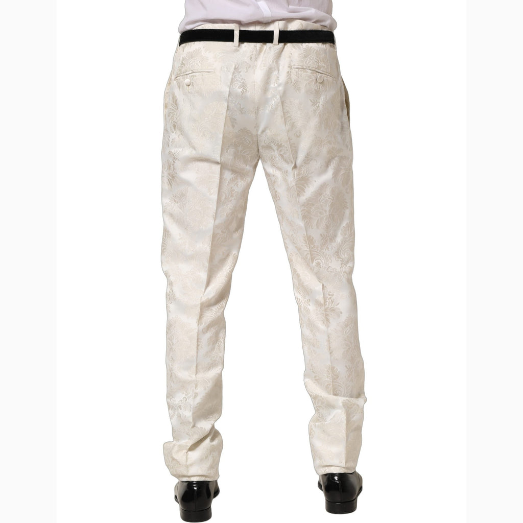 Dolce & Gabbana White Floral Men Dress Formal Trouser Pants