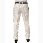 Dolce & Gabbana White Floral Men Dress Formal Trouser Pants