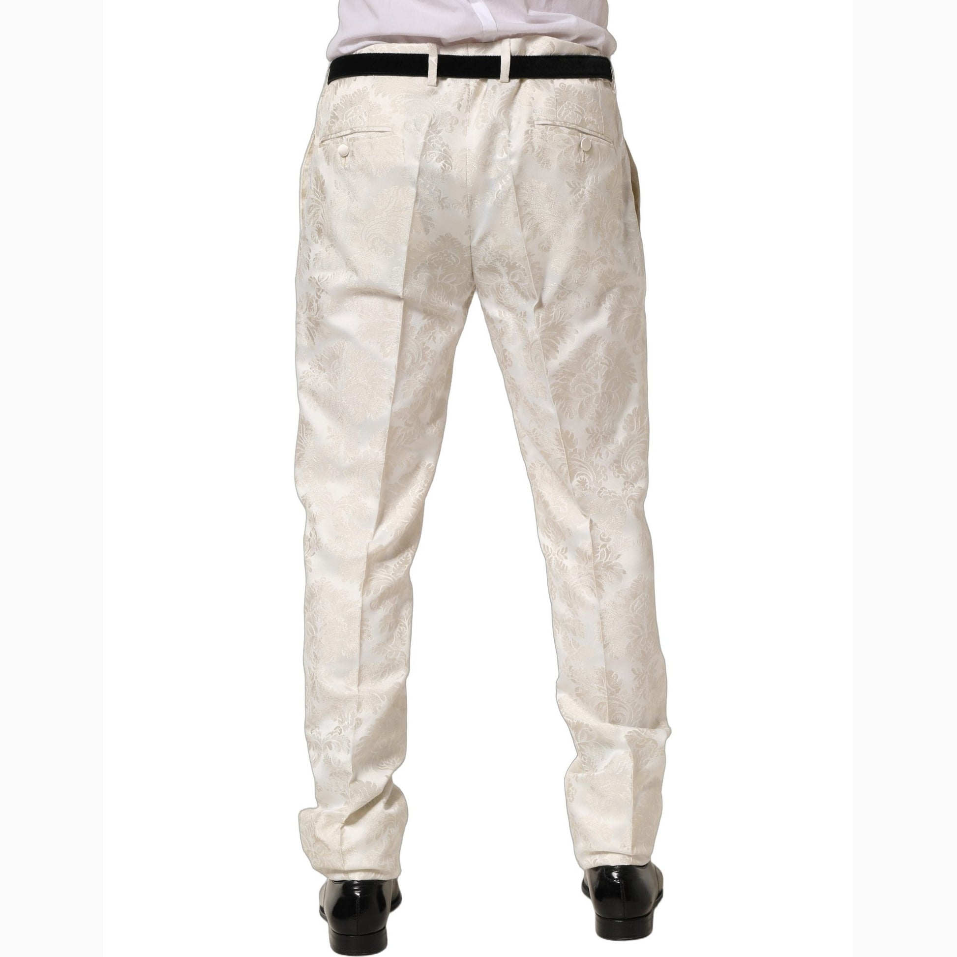 Dolce & Gabbana White Floral Men Dress Formal Trouser Pants