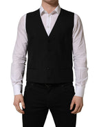 Dolce & Gabbana Black Wool Single Breasted Waistcoat Vest