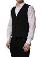 Dolce & Gabbana Black Wool Single Breasted Waistcoat Vest