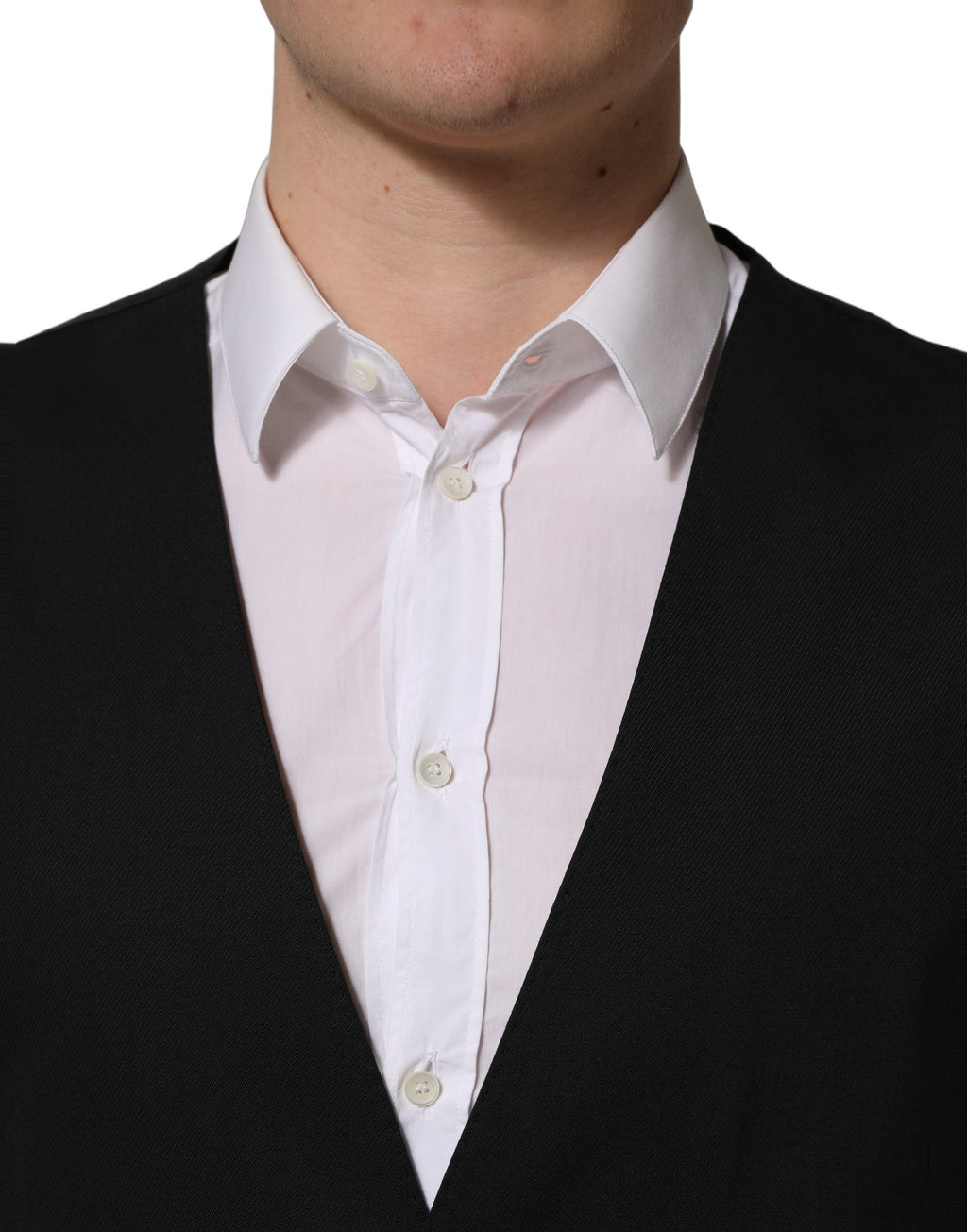 Dolce & Gabbana Black Single Breasted Men Waistcoat Vest