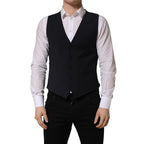 Dolce & Gabbana Black Wool Single Breasted Waistcoat Vest