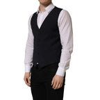 Dolce & Gabbana Black Wool Single Breasted Waistcoat Vest