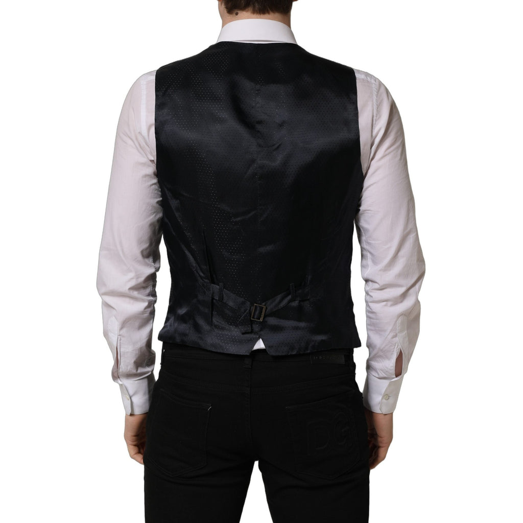 Dolce & Gabbana Black Wool Single Breasted Waistcoat Vest