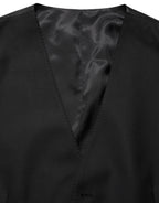 Dolce & Gabbana Black Wool Single Breasted Waistcoat Vest