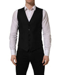 Dolce & Gabbana Black Wool Single Breasted Waistcoat Vest