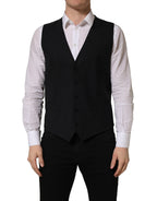 Dolce & Gabbana Black Wool Single Breasted Waistcoat Vest