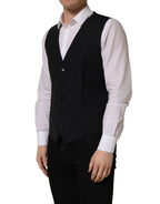 Dolce & Gabbana Black Wool Single Breasted Waistcoat Vest